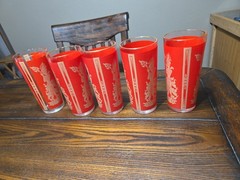 5 Vintage Culver Red Gold Siam Thai Goddess Tumbler Drinking Glasses