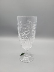 GODINGER Shannon Crystal SOUTH BEACH Palm Design 13oz Beverage Glasses Set 4 NIB