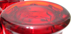 Vintage Viking Glass Tumblers SET OF 3 Georgian Honeycomb Ruby Red 4 1/8″ T 3″ R