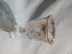 Broughton Pattee Cross Goblet U.S. Glass 15112 Clear 1909 Antique Gold Trim