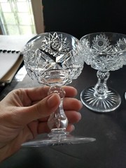 4 champagne glasses sherbet, Brilliant Period Cut Crystal Val St Lambert 3157/17