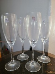 Cristallerie Zwiesel Germany Clear Crystal Champagne Flutes 4 Glasses