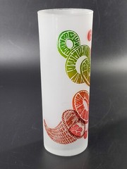 Set Of 2 Vintage Federal Glass Tall Frosted Fruit Tumblers Highball Glasses