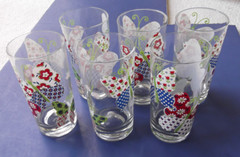 6 Georges Briard 5-5/8″ Highball Tumbler Glasses – Patchwork Butterflies