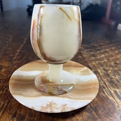 Handcrafted Marble Goblet and Saucer – Elegant Decorative Accent