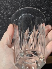 Vintage 6 Panel Cut Glass Octagonal Deep Bottom Drinking Glass 5 Inches