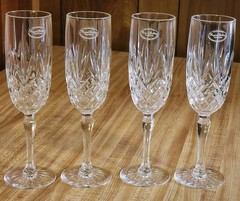 Set Of 4 Royal Gallery 1997 Crystal Champagne Flutes