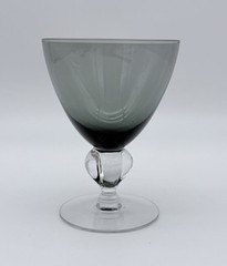 1 – Seneca Charcoal Sherbet Glass Smoke Glass Stem 526 Crystal Ware MCM 5.25”