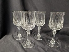 Set of 4 Vintage Cristal D’Arques-Durand Longchamp Crystal Wine Glasses 6.5” H