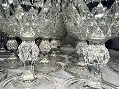 Vintage Indiana Glass Diamond Point clear water goblets