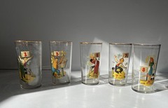 5 Vintage Bowling Glasses 1942 Prp Co #s 1, 5, 6, 7, 8