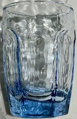 x7 Vtg Libbey Chivalry Lt Blue Juice Glasses Textured Hexagon Panel Signed 3.75″