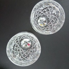 2 Gorham Lead Crystal Wine Goblets Glasses Diamond Point Star Base 6.75″