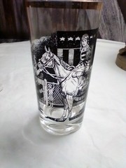 Vintage Highball Glass , 22k Gold Trim, Horse Racing