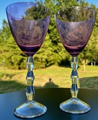 Carat Amethyst by LENOX-(2) 9”Water Goblets & (2) 8 5/8” Wine Glasses