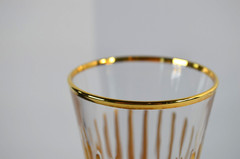 CC ZECCHIN Italian Murano Glass Gold Gilt Champagne Flutes Set Of 2