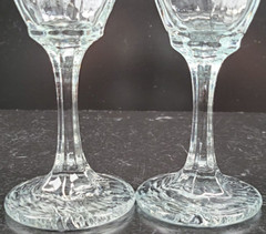 (2) Libbey Chivalry Clear Whiskey Sour Glasses Set Textured Rock Sharpe Stemware