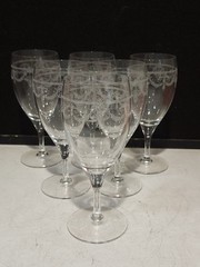 SET OF 6- Mikasa VALCENIS Crystal 7 3/4″ ICE TEA GLASSES Etched Laurel