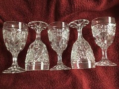 D’ADRIANA Luna 5 water goblets EXC criss cross fan many sided stem