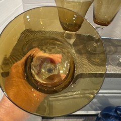 Southern Living 4 Arlington Amber Water Wine Goblets Handblown 8” 10 Oz