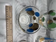 4 VTG MCM Russel Wright Eclipse Gold Gilded Polka Dot Lowball Tumbler Blue RED
