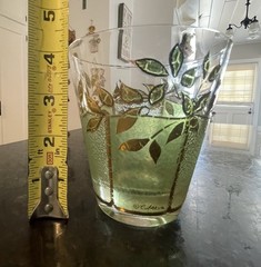 (3) Culver Rocks Tumbler Glasses~Leaves~ 22-Karat Gold~Frosted Green~VINTAGE