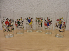50s 60s Teenager Glasses 6 Pcs Bar Drinking Rockabilly Vintage Pin Up