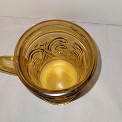 Vtg Empoli Italy GLASS AMBER SCROLL PATTERN BEER Mug Stein Candy Apothecary Jar