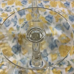 Floral Etched Gray Cut Optic Crystal Wine Glasses -7.5”Set Of 4- VTG-Pre-owned