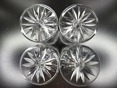 4 Astral Diane Wine Glasses Set 6″ Crystal Criss Cross Cut Etched Facet Stem Lot