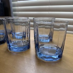 6 PC VTG Anchor Hocking Light Blue Essex Reflections 10 oz On The Rocks Glasses