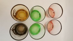 6 MID CENTURY MODERN HIGHBALL OLD FASHION DRINK SILVER GLASSES ABSTRACT ANIMALS