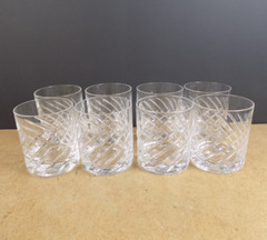 8 Lenox Crystal Old Fashioned Tumblers Cut Swirl Signed 3.75″ Tall