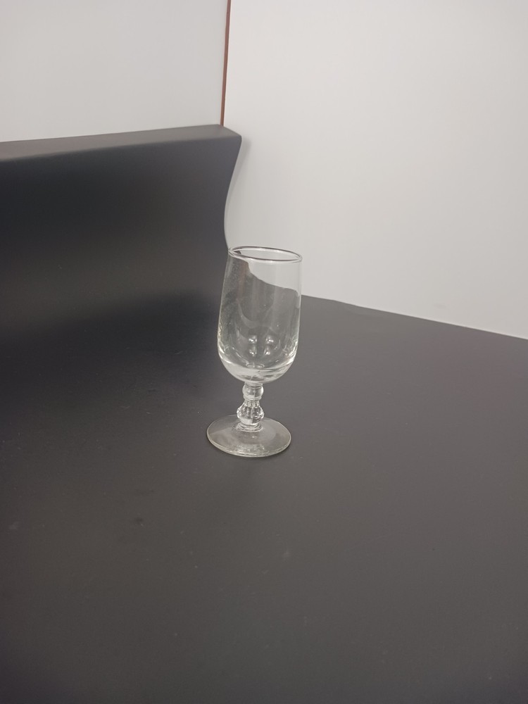 One Vintage Sherry Port Wine Glass Clear Footed About 4″ Tall