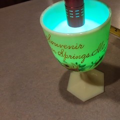 HEISEY Uranium UG Custard Glass Stemmed Goblet Souvenir Excelsior Springs, MO