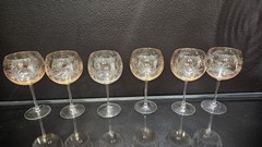 Lenox Amber Glass British Colonial Palm Trees Cut Etch Balloon White Wine Rare