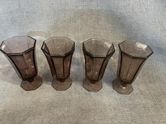 4 Vintage Independance Glassware Octagonal Ice tea Glasses In Tawny Brown