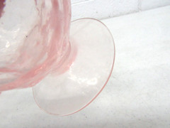 Seneca Glass Pink Clear Driftwood Crinkle 5″ Footed Tumbler Glasses Set of 4