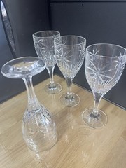 Set of 4 Godinger Shannon Palm South Beach Crystal Water Wine Glasses 8 inch