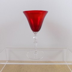7 Cambridge Glass Ruby Red 3035 Liquor Cocktail Glasses Ribbed Ball Stem VGC