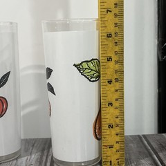 4 Vintage T. Elliot Mid Century High Ball Drinking Glasses Fruit Design Frosted