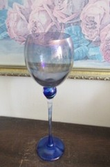 Bri’oni Brioni Fine Hand Made Wine Glass Goblet Cobalt Blue 10.75″