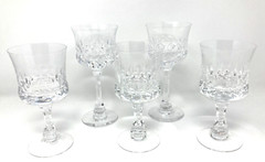 5 Lot Kosta Boda Prince Crystal Water Wine Glasses Sweden 6 7/8″ and 6 1/4″ Mint
