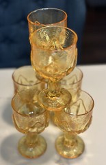Set Of 6 Cornsilk Yellow Tiffin Franciscan Cabaret Wine Goblets 6″ Tall Heavy