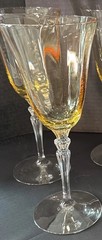 Fostoria Trojan Topaz Yellow True Wine Glass Goblet Set of Two – One Imperfect