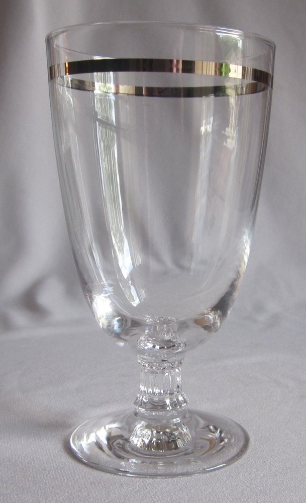 Iced Tea Glass Goblet Vintage Fostoria Crystal Reflection Pattern Platinum 57/8″