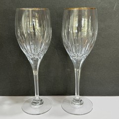 Mikasa Set 2 Golden Trim 10 Oz Arctic Lights Crystal 9” Wine Glass