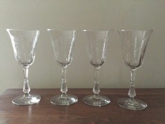 4 pc Vintage Libbey Wine Water Glasses 3007-10 Rock Sharpe Champagne Cocktail 8”
