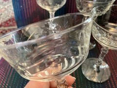Libbey #3005 Rock Sharpe Arctic Rose Champagne Tall Sherbet Glasses 6 1/8″