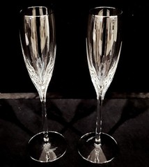 LENOX CRYSTAL MILLENNIUM EDITION FIRELIGHT CHAMPAIGN FLUTE 2 PLATINUM RIM 9 3/8″